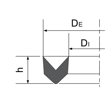Desenho técnico de Gaxeta Chevron ou em V