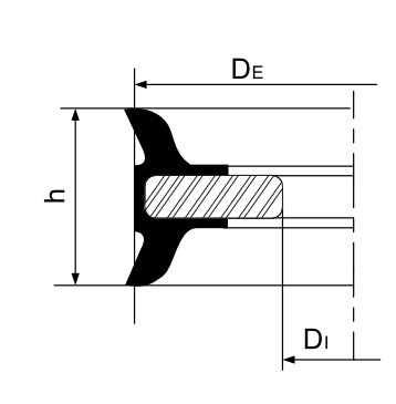 Desenho técnico de Gaxeta modelo Tipo T